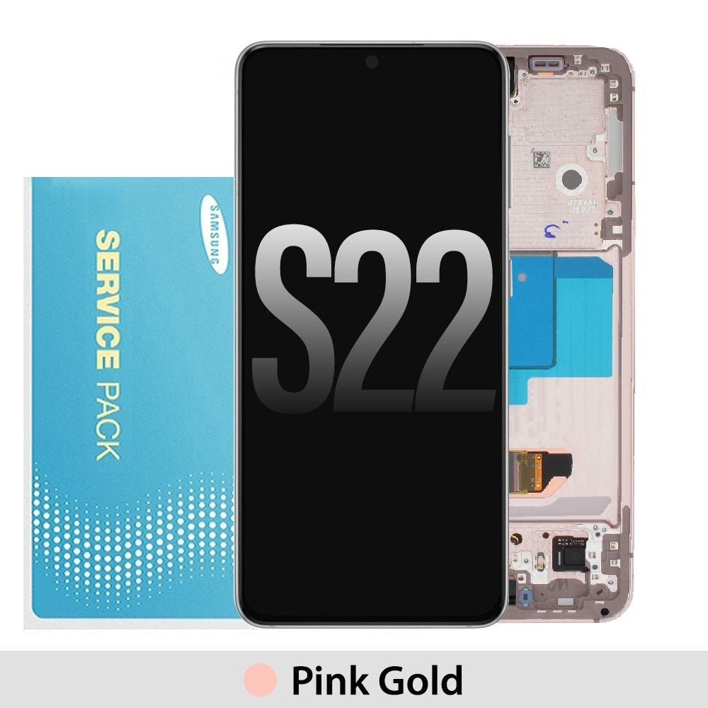 Samsung Galaxy S22 5G S901B OLED Screen Replacement Digitizer with Frame GH82-27520D/27521D (Gold)-Pink Gold Samsung Galaxy S22 5G S901B OLED Screen Replacement Digitizer with Frame GH82-27520D/27521D (Gold)-Pink Gold